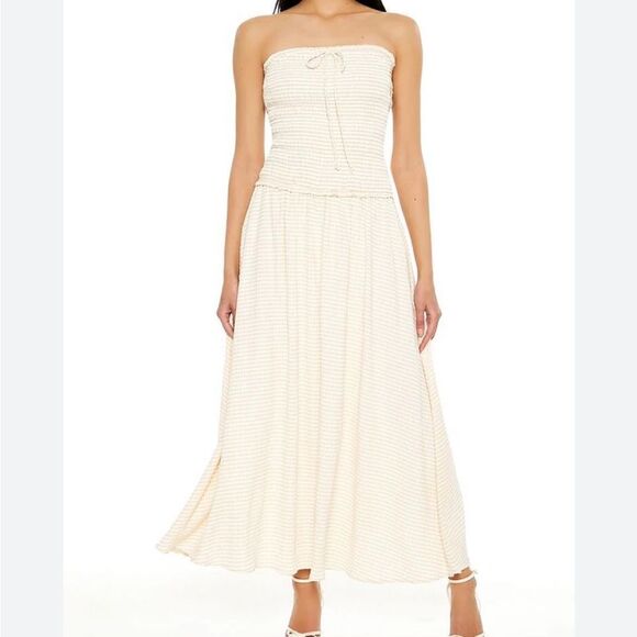 NWT New Striped Strapless Maxi Dress Med - Picture 3 of 5